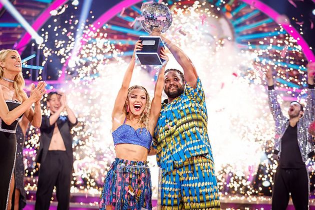 Hamza lifts the glitterball trophy