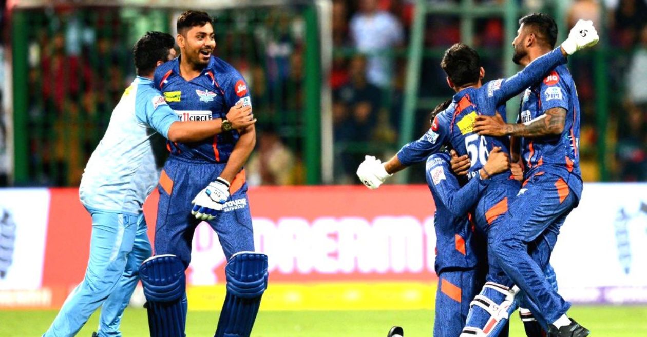 Lucknow Super Giants' players celebrating their win over RCB