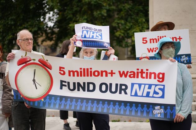 A waiting list protest outside Parliament