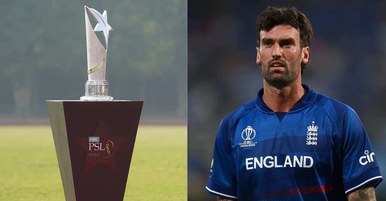 PSL 2024 trophy and Reece Topley