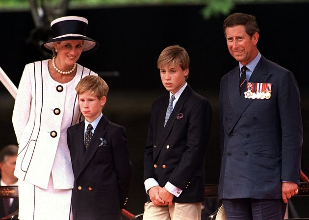 Princess Diana, Prince Harry, Prince William and Prince Charles in London in 1994. 