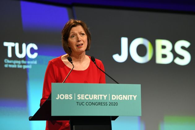 Frances O'Grady, General Secretary of the TUC speaking at the TUC's Congress in London. (Photo by Stefan Rousseau/PA Images via Getty Images)