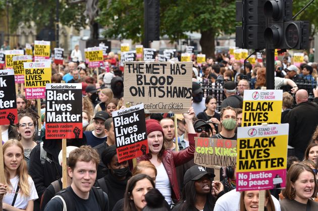 Protesters in London following the death of Chris Kaba earlier this month