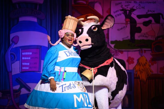 Legendary panto dame Clive Rowe in Jack and The Beanstalk at London's Hackney Empire, December 2021.