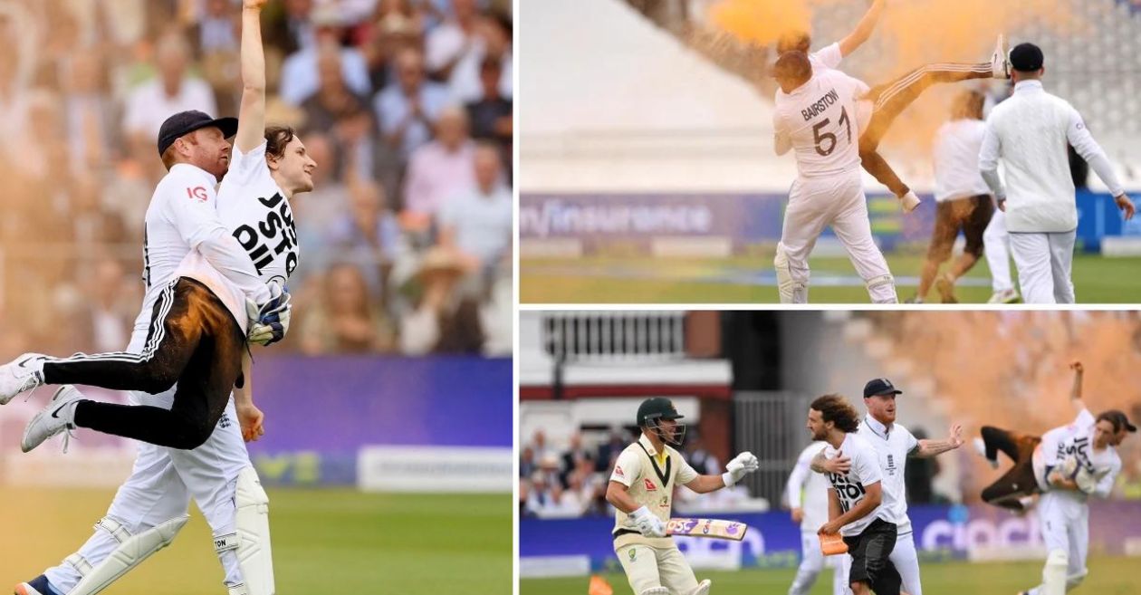 Jonny Bairstow removes Pitch Invader during Lord's Test