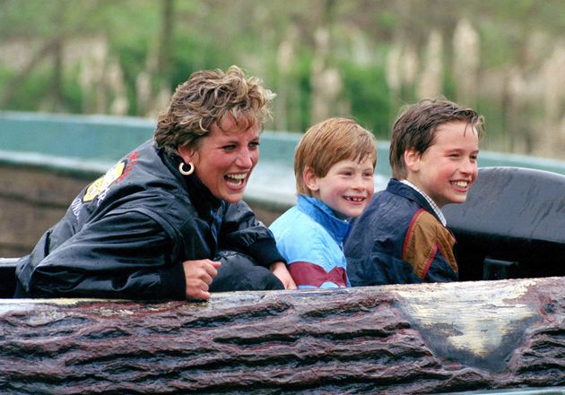 Princess Diana, Prince William and Prince Harry at an amusement park in 1993. 