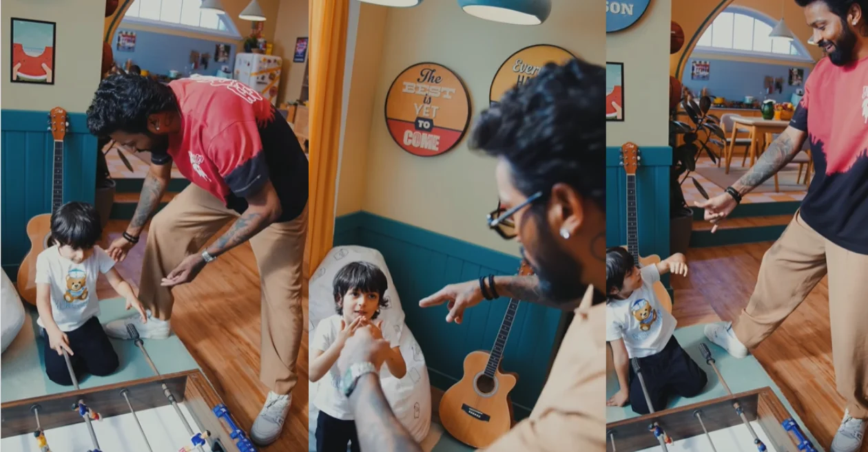 Hardik Pandya with his son