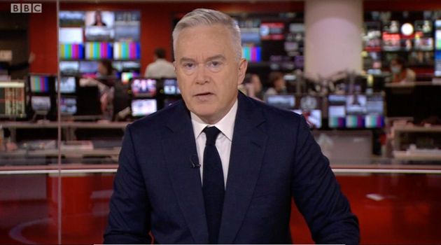 Huw Edwards in the BBC News studio