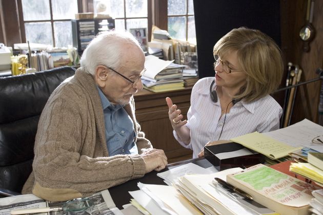 Nancy Meyers on set with Eli Wallach