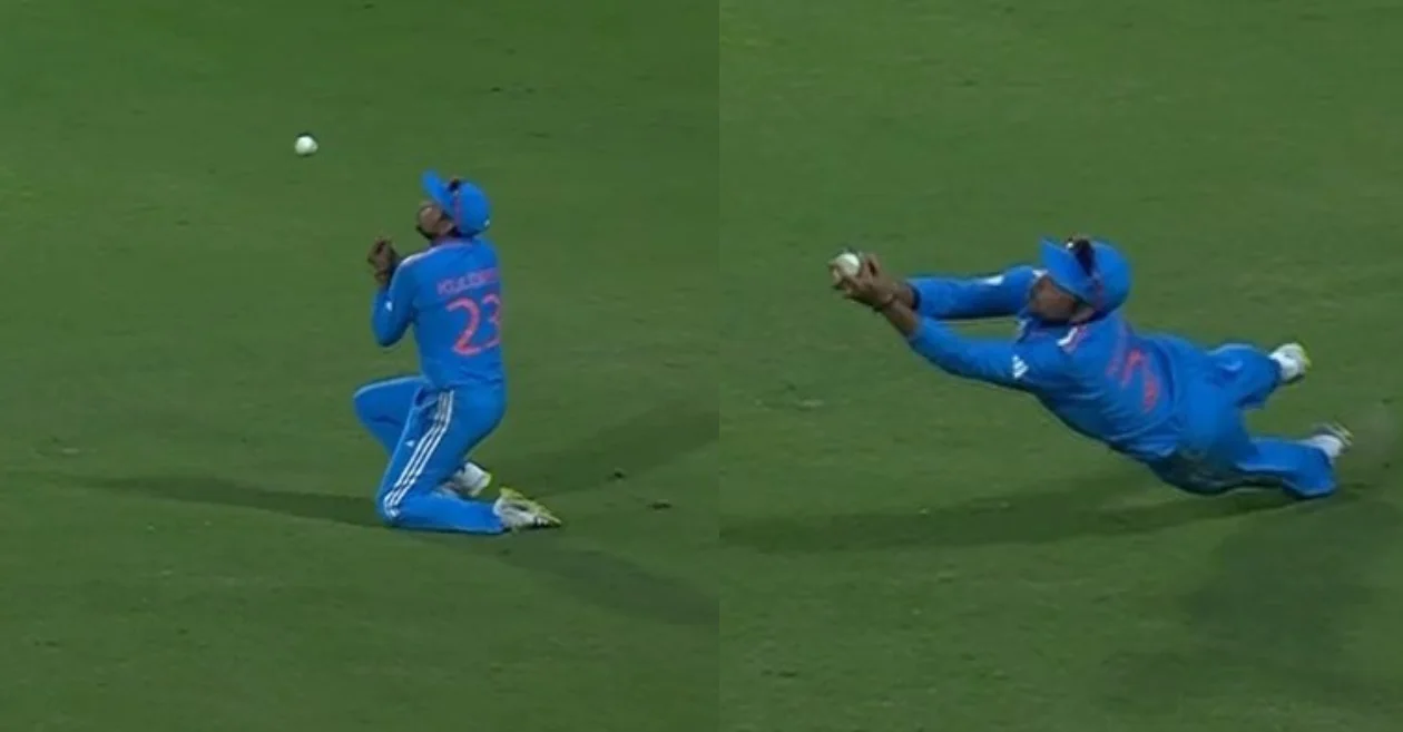 Kuldeep yadav's stunning catch