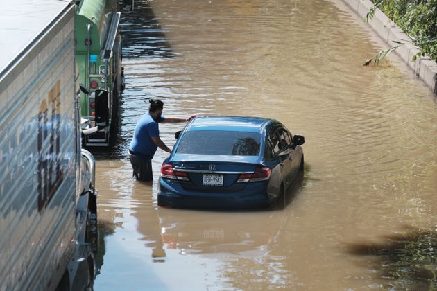 Cars sit abandoned in New York City following a night of heavy wind and rain from the remnants of Hurricane Ida on September 02, 2021 