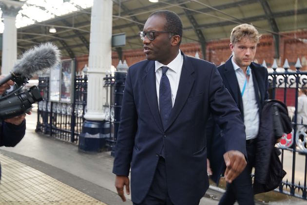 Chancellor Kwasi Kwarteng arrives at Darlington station for a visit to see local business.