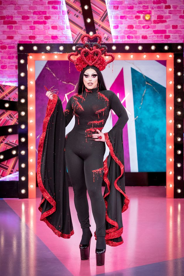 George as Cherry in the Drag Race UK studio