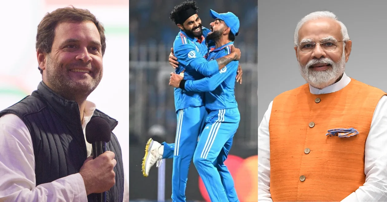 Rahul Gandhi, Ravindra Jadeja, Virat Kohli and Narendra Modi