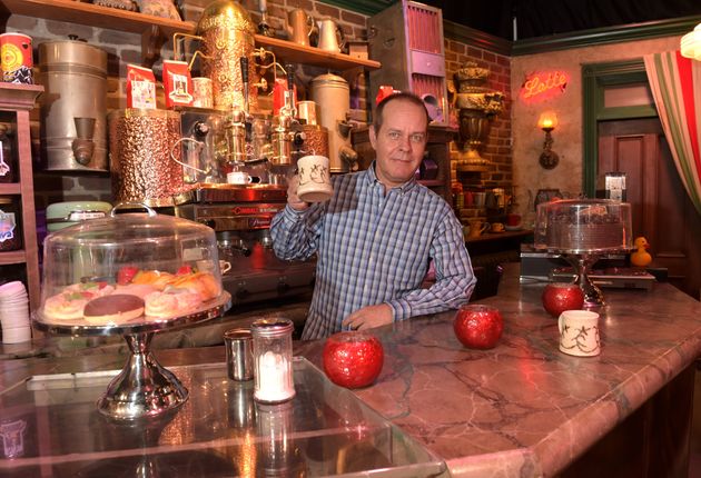 James pictured on a replica of the Central Perk set in 2015