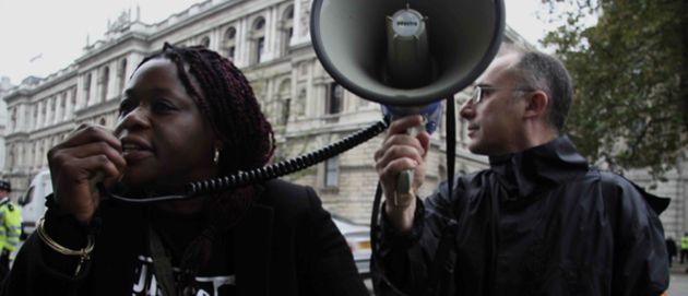 Janet campaigning with the film maker Ken Fero, whose documentary on deaths in custody, Ultraviolence, is due for release – <a href=