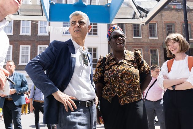 Mayor of London Sadiq Khan with Rosamund adoo-kissi-debrah, CEO of the Ella Roberta Family Foundation.