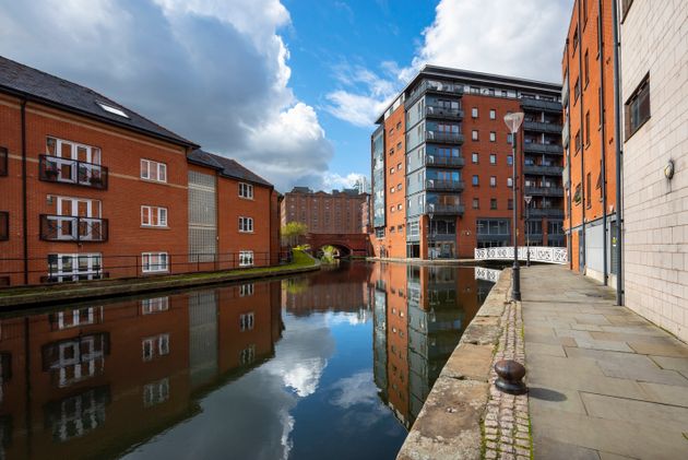 Developments beside the canal near to Piccadilly in Manchester, Northwest England.