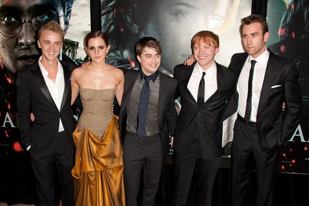 From left: Felton, Watson, Daniel Radcliffe, Rupert Grint, and Matthew Lewis attend the premiere of Harry Potter and the Deathly Hallows: Part 2 in 2011.