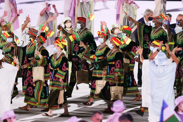 Team Cameroon enters the arena.