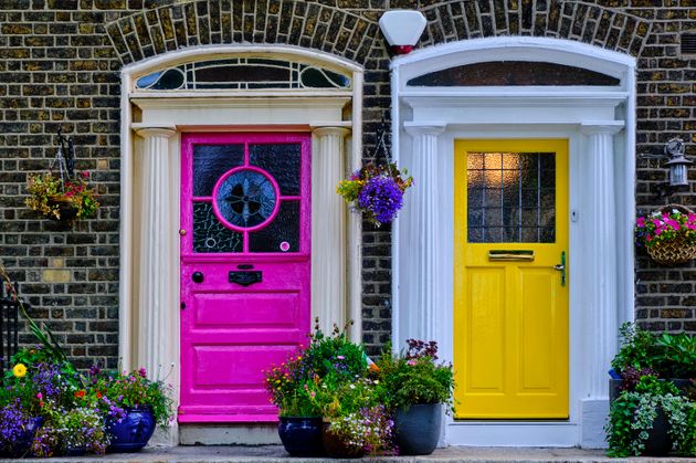 Painted front doors on Georgian houses in Dublin's Merrion Square