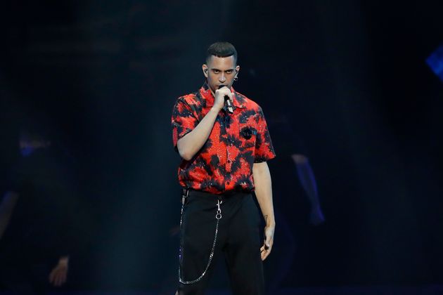 Mahmood performing Soldi at Eurovision in 2019