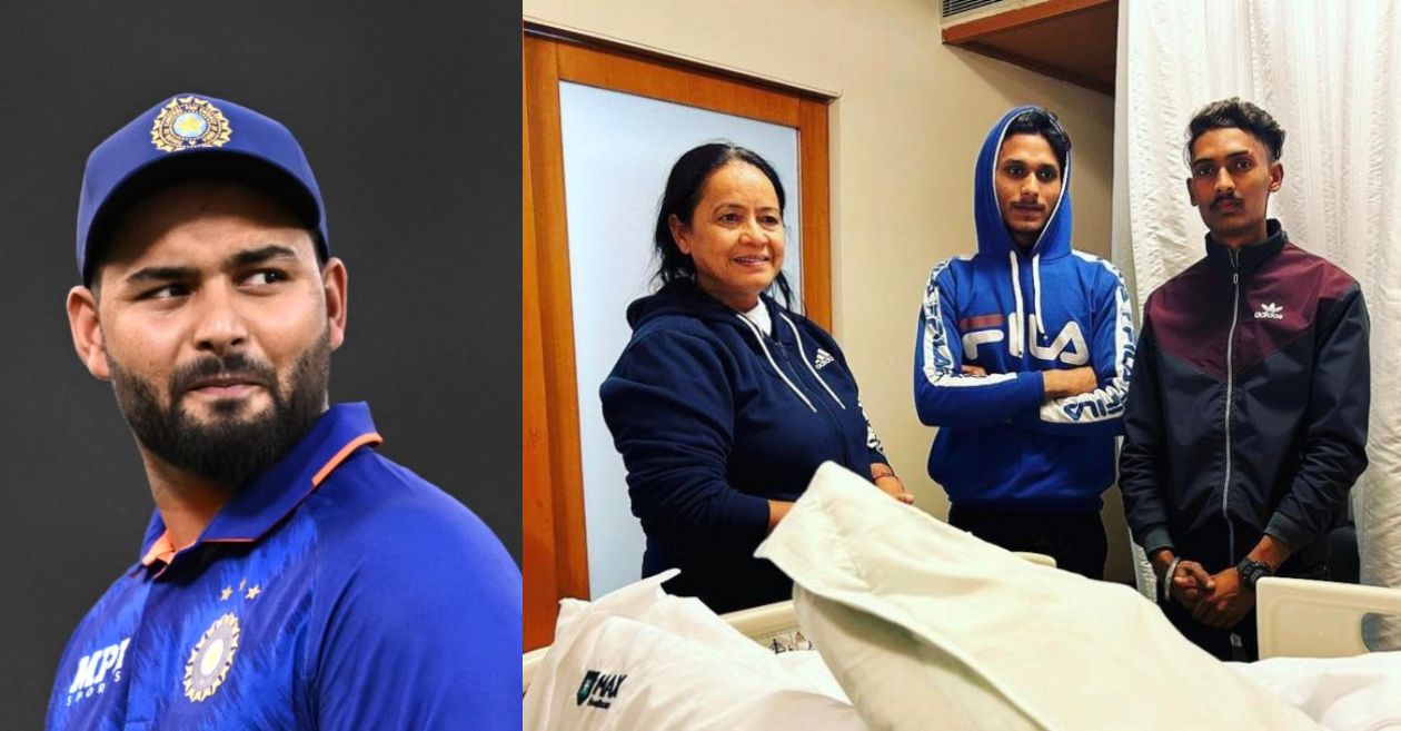 Rishabh Pant and his mother, along with two rescuers