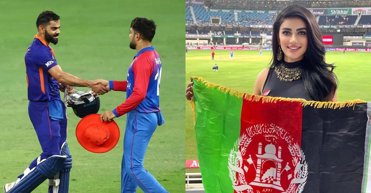 Virat Kohli, Rashid Khan and Wazhma Ayoubi