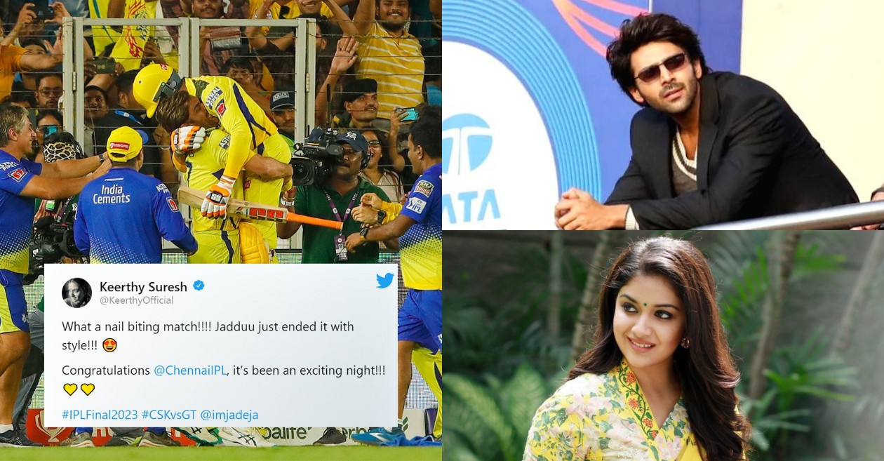 MS Dhoni, Ravindra Jadeja, Kartik Aaryan and Keerthy Suresh