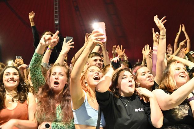 <strong>Fans watch Blossoms perform at a live music concert hosted by Festival Republic in Sefton Park in Liverpool.</strong>