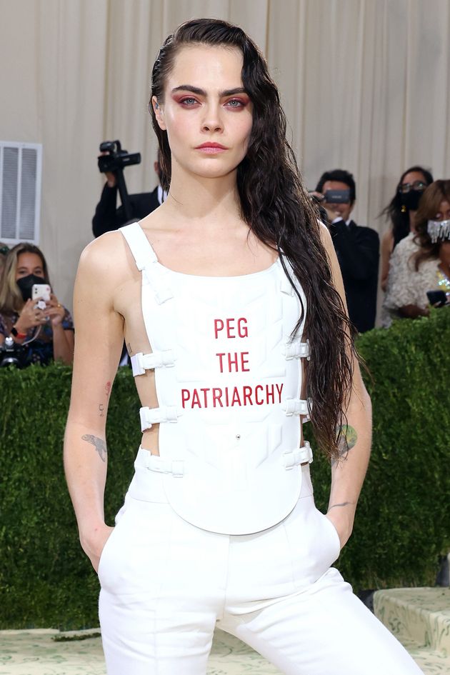 Cara Delevingne at the 2021 Met Gala benefit. 