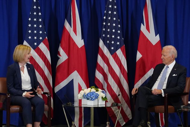 Liz Truss holds a bilateral with US president Joe Biden at the UN building in New York, during her visit to the US to attend the 77th UN General Assembly.