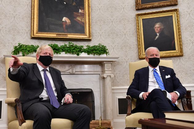 <strong>US president Joe Biden holds a bilateral meeting with UK prime minister Boris Johnson at the Oval Office of the White House in Washington.</strong>