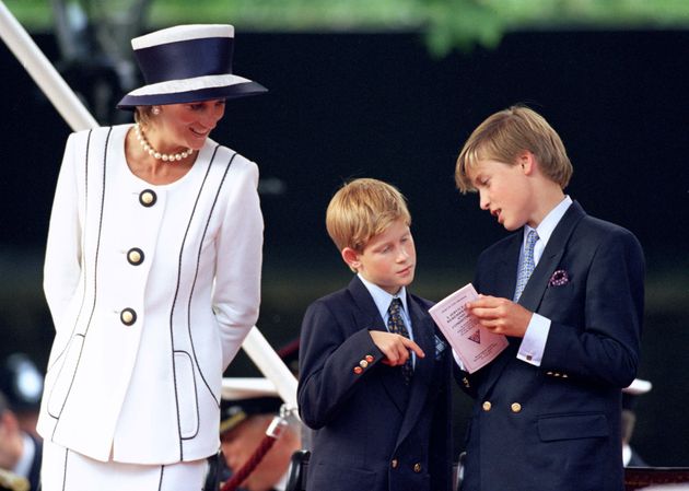 Princes William and Harry with their mom, the late Princess Diana, in 1995.