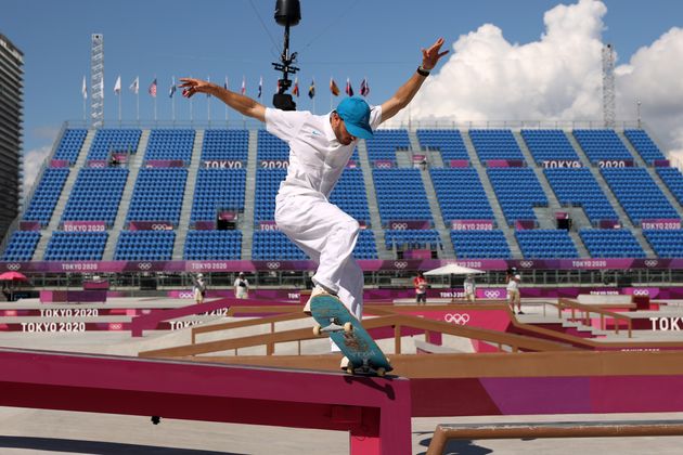 Vincent Milou of Team France competes at the Skateboarding Men's Street Prelims on day two of the Tokyo 2020 Olympic Games at Ariake Urban Sports Park.