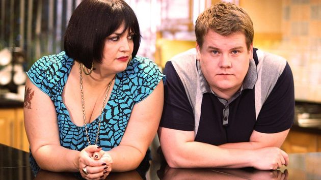 Ruth Jones as Nessa and James Corden as Smithy in Gavin & Stacey