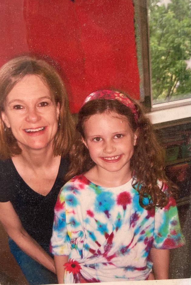 The author (right) and her mom at her elementary school, where her mom frequently volunteered (2009).