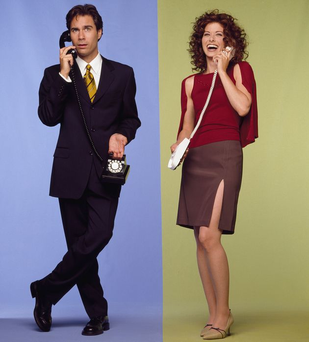 Eric McCormack and Debra Messing in promo shots for Will & Grace's first season