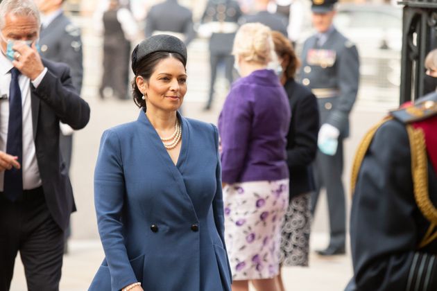 Home Secretary Priti Patel, arriving to attend the service.