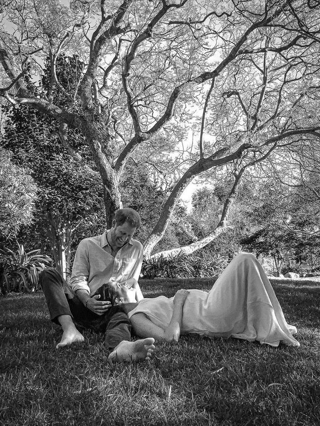 A photo of the Duke and Duchess of Sussex that accompanied the couple's pregnancy announcement on Valentine's Day.