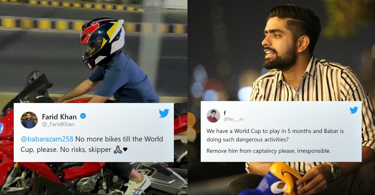 Babar Azam riding a sports bike