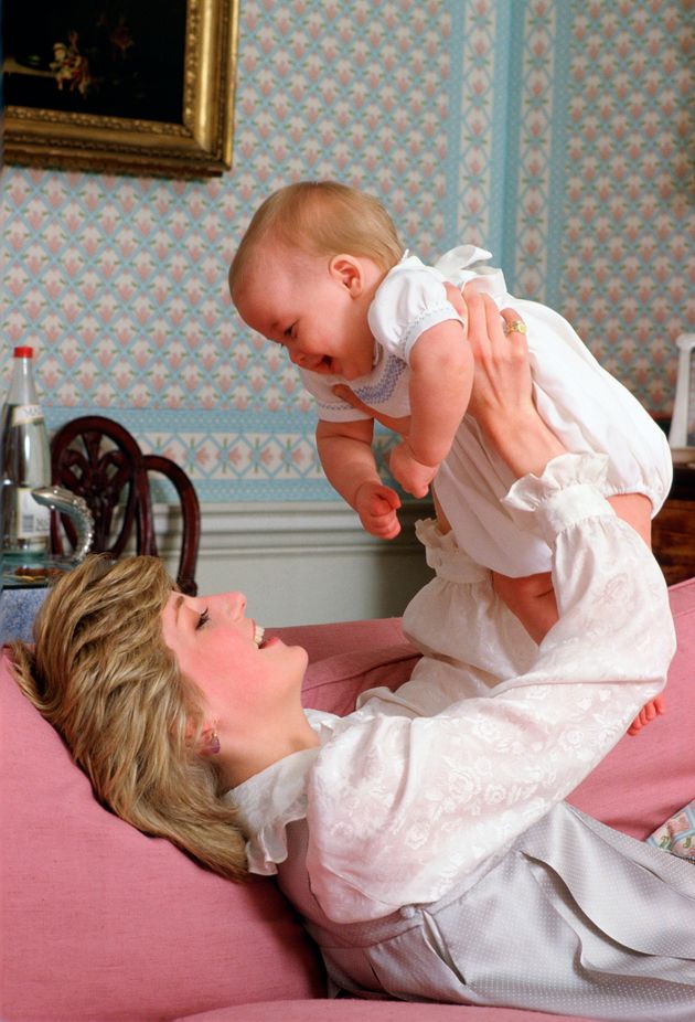 Princess Diana at Kensington Palace with Prince William in 1982. 