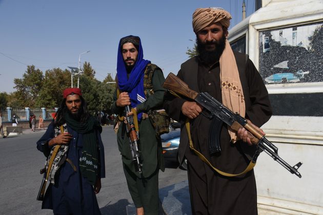 <strong>Taliban members are seen in Mazar-i-Sharif, capital of northern Balkh province, Afghanistan.</strong>