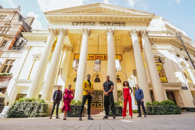 The cast of The Lion King outside the Lyceum Theatre in London's West End