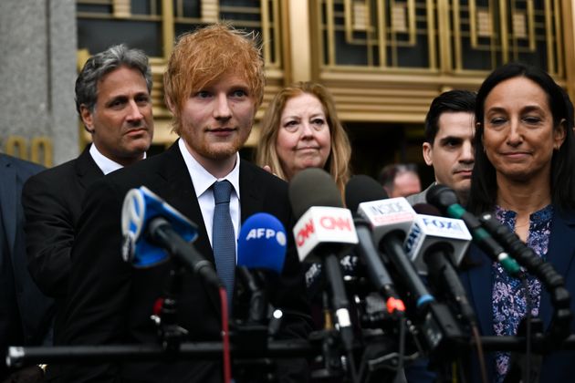 Ed Sheeran addressing the media after his trial concluded