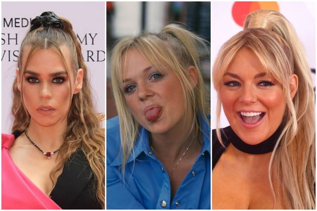 Billie Piper at the 2021 BAFTAs, Emma Bunton in 1997 and Sheridan Smith at the 2021 Brit Awards. 