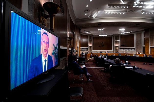 Facebook CEO Mark Zuckerberg testifies remotely during the Senate Judiciary Committee hearing on 