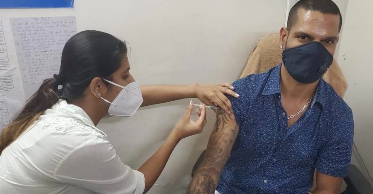 Shikhar Dhawan gets vaccinated for COVID-19