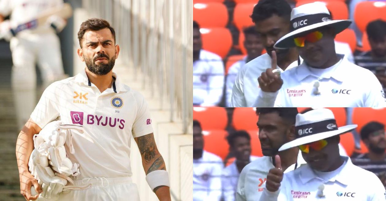 Virat Kohli and Nitin Menon during the Ahmedabad Test