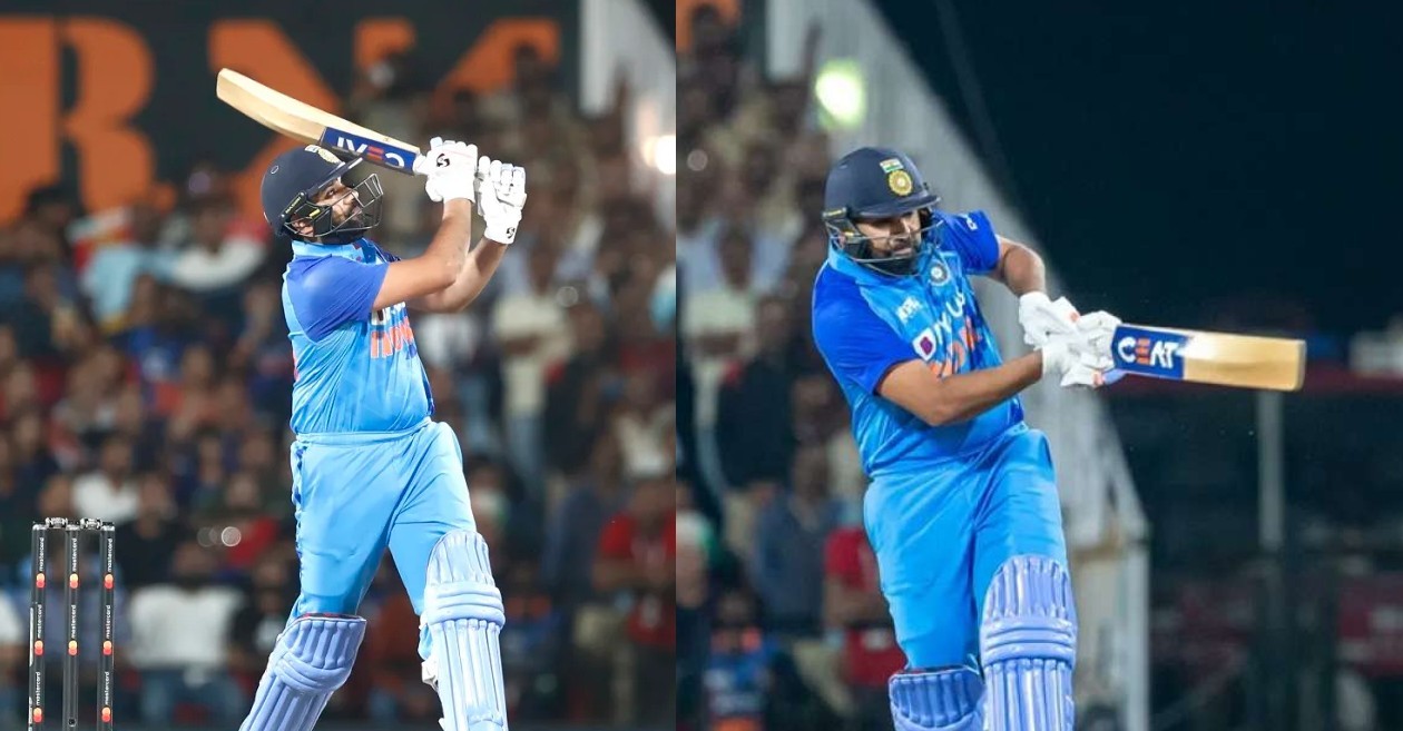 Rohit Sharma hits two consecutive sixes against Josh Hazlewood